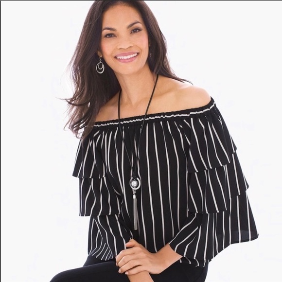 Chico's Tops - HOST PICK!  Chico’s Off Shoulder Ruffled Top!